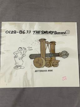 The Smurfs Original Animation Production Cel Cartoon Hanna-Barbera Vintage Rare