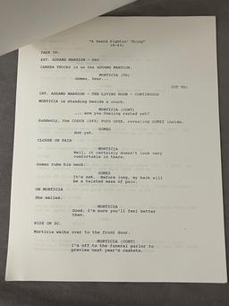 The Addams Family "A Sword Fightin' Thing" VIntage Script