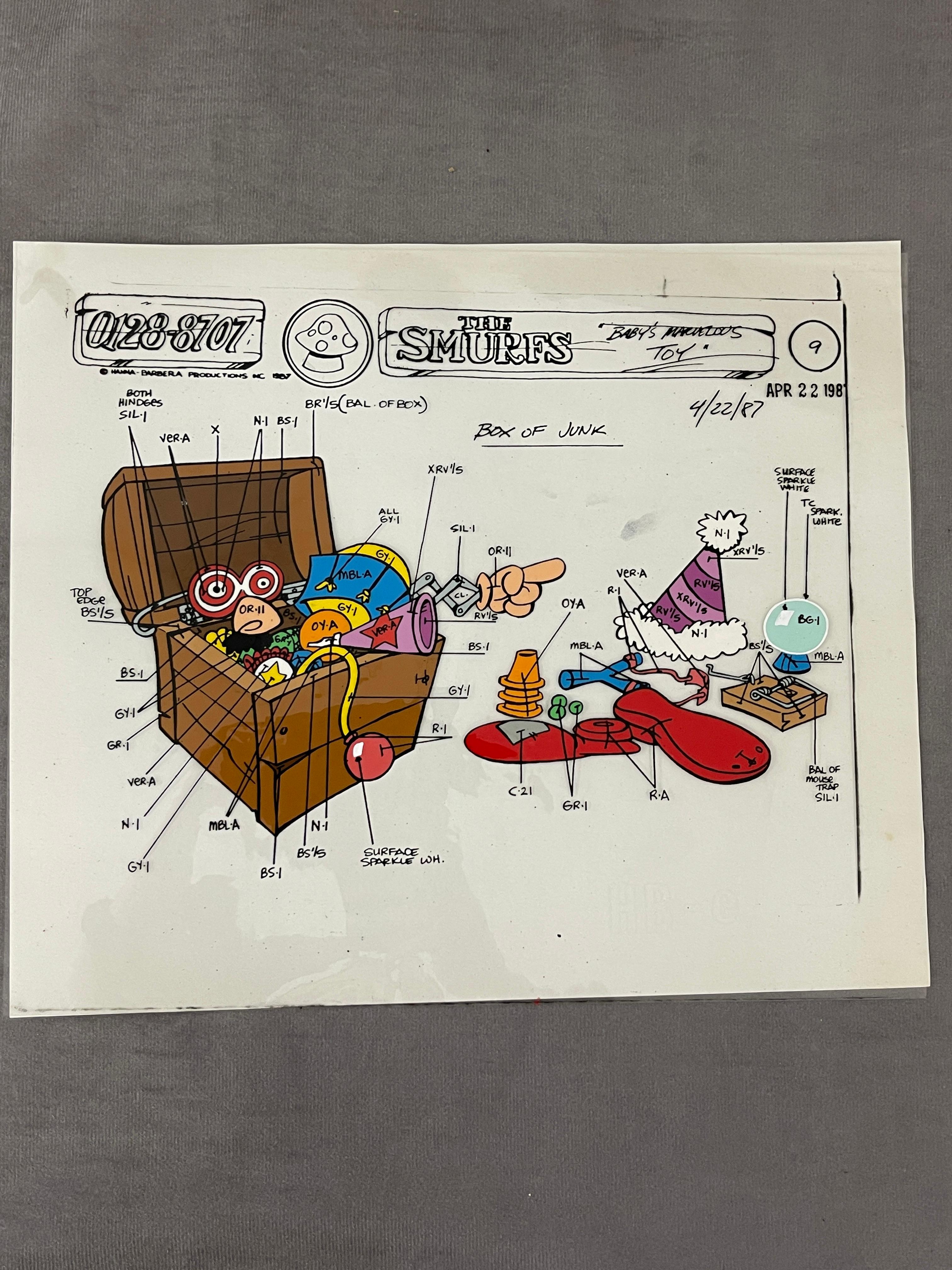 The Smurfs Original Animation Production Cel Cartoon Hanna-Barbera Vintage Rare