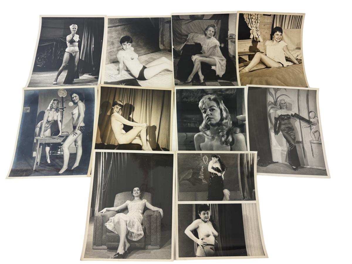 Vintage 1950's Original Burlesque Nude Pin up Model Risque Photo 8x10 Black & White Photographs