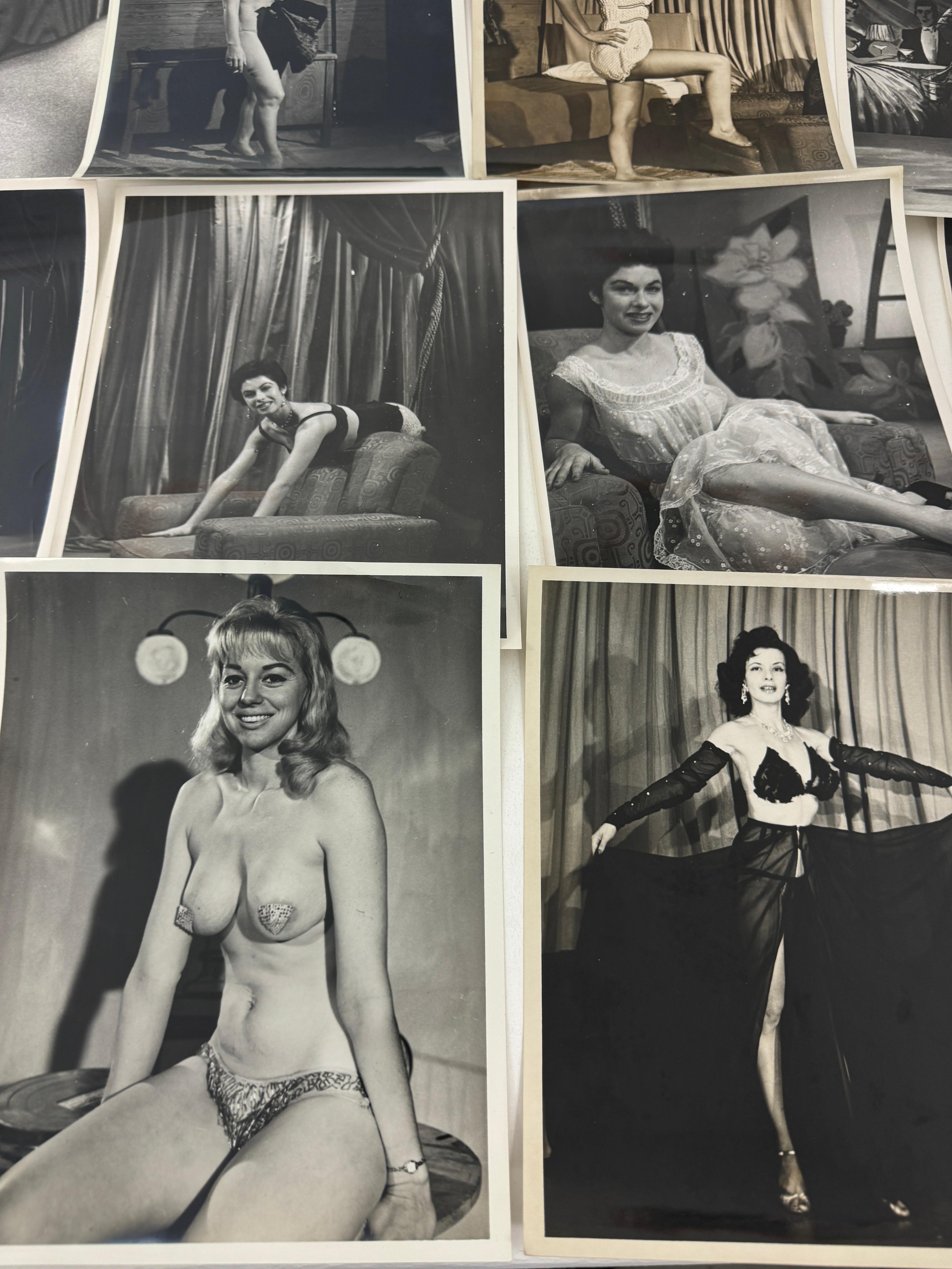 Vintage 1950's Original Burlesque Nude Pin up Model Risque Photo 8x10 Black & White Photographs