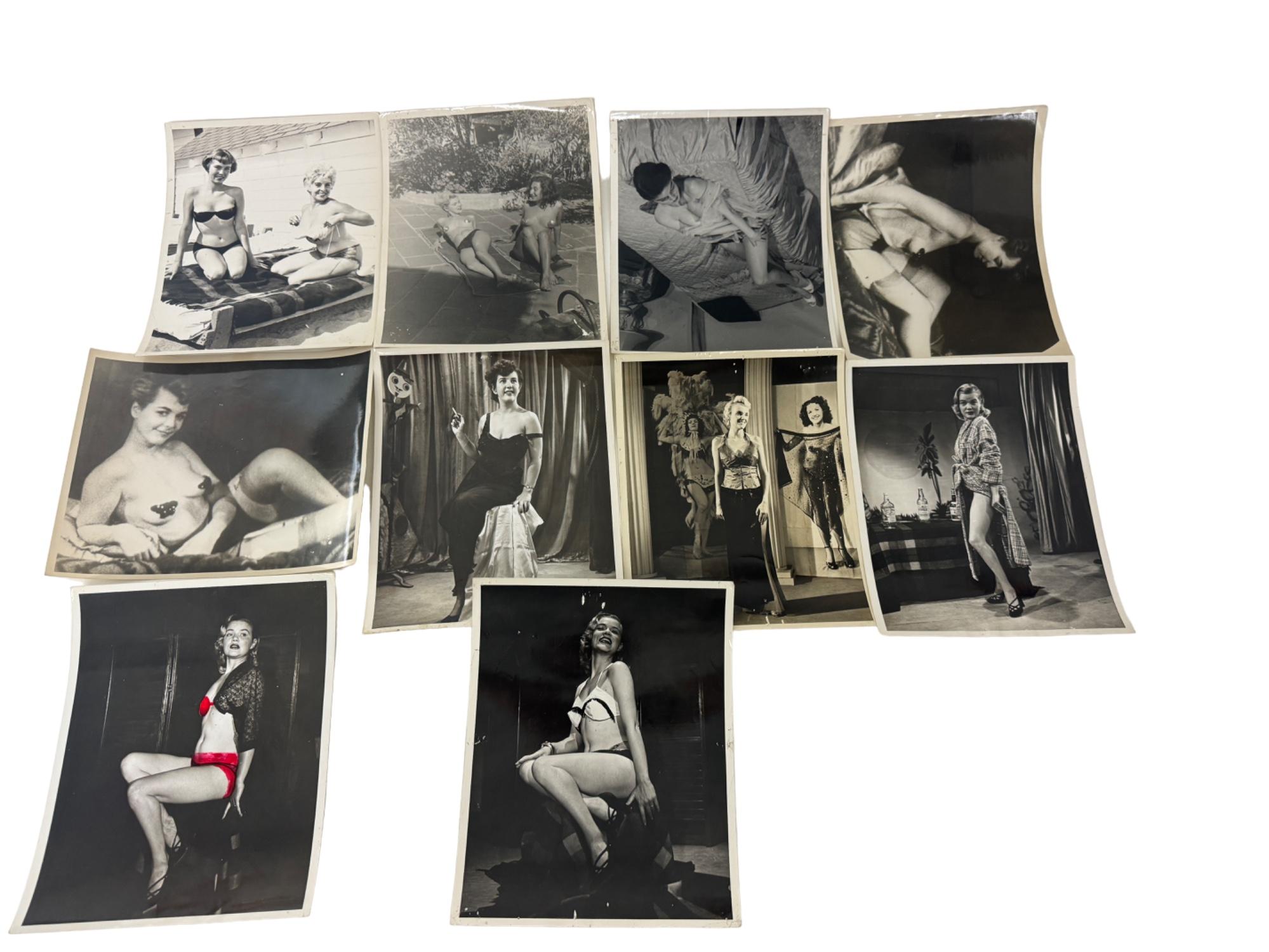 Vintage 1950's Original Burlesque Nude Pin up Model Risque Photo 8x10 Black & White Photographs