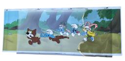 Large Original Smurfs Production Cel Setup  1981