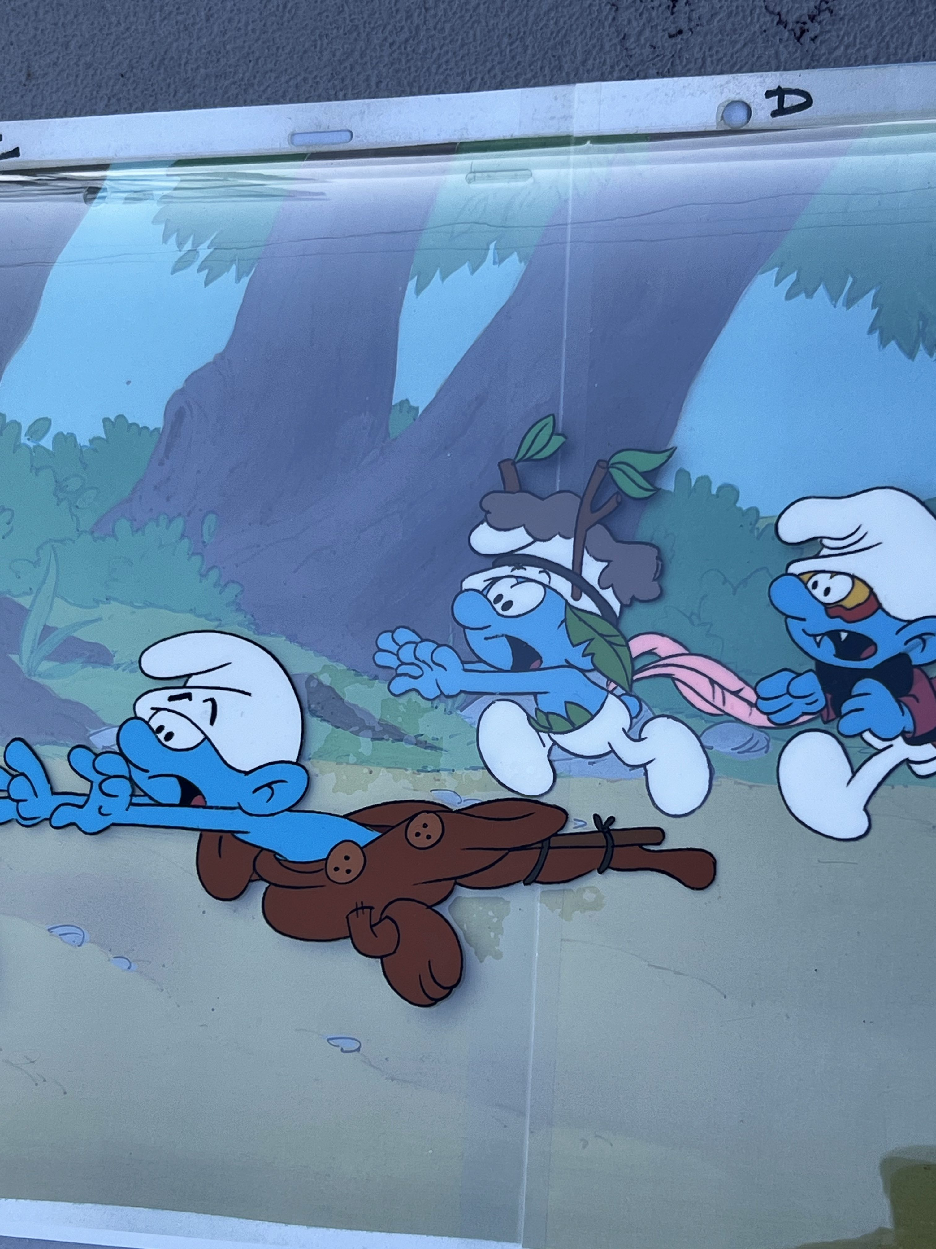 Large Original Smurfs Production Cel Setup  1981