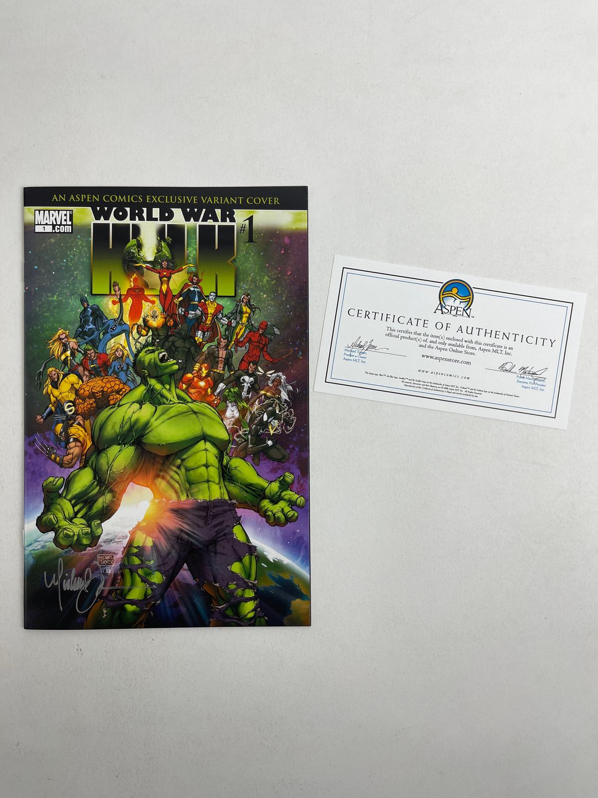 World War Hulk #1 Michael Turner Signed Comic Book with Aspen COA