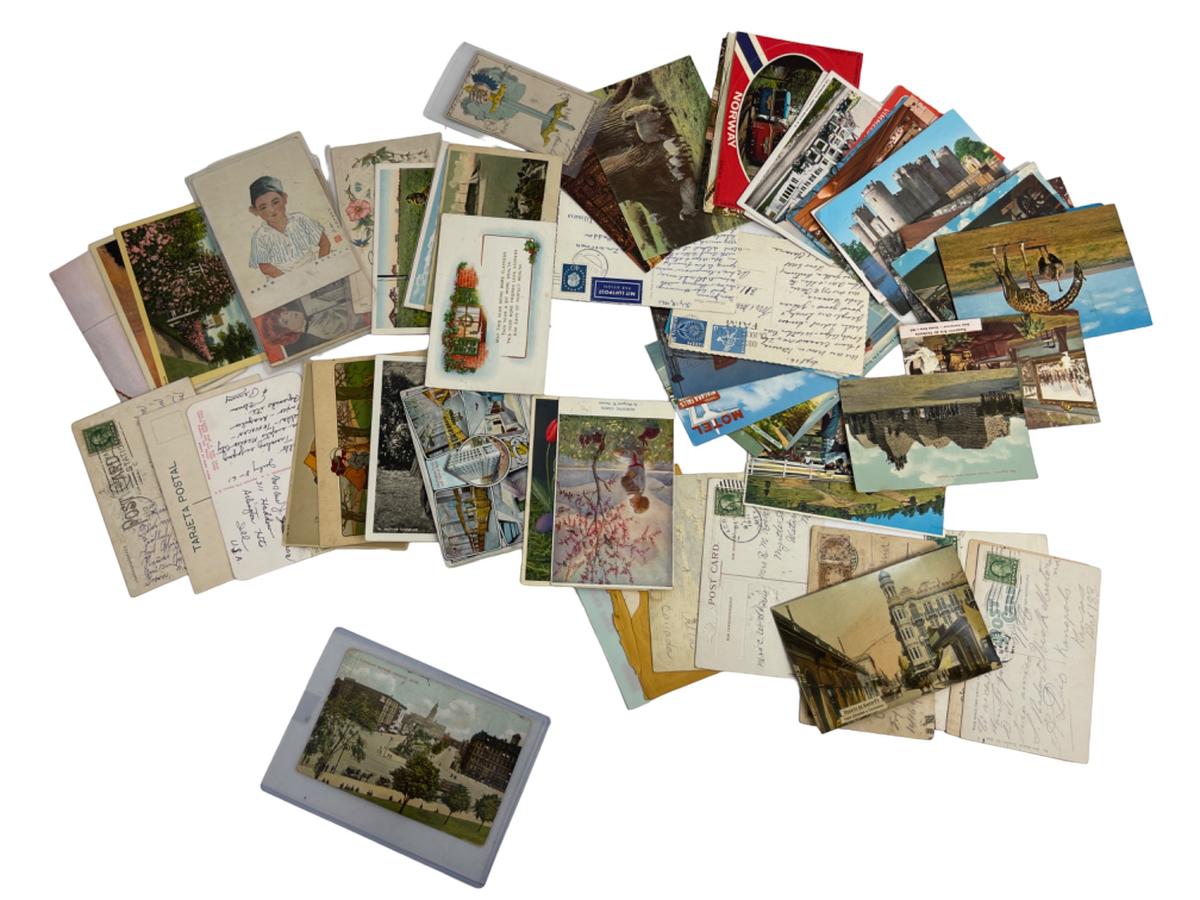 OLD VINTAGE POSTCARD STAMPS COLLECTION LOT