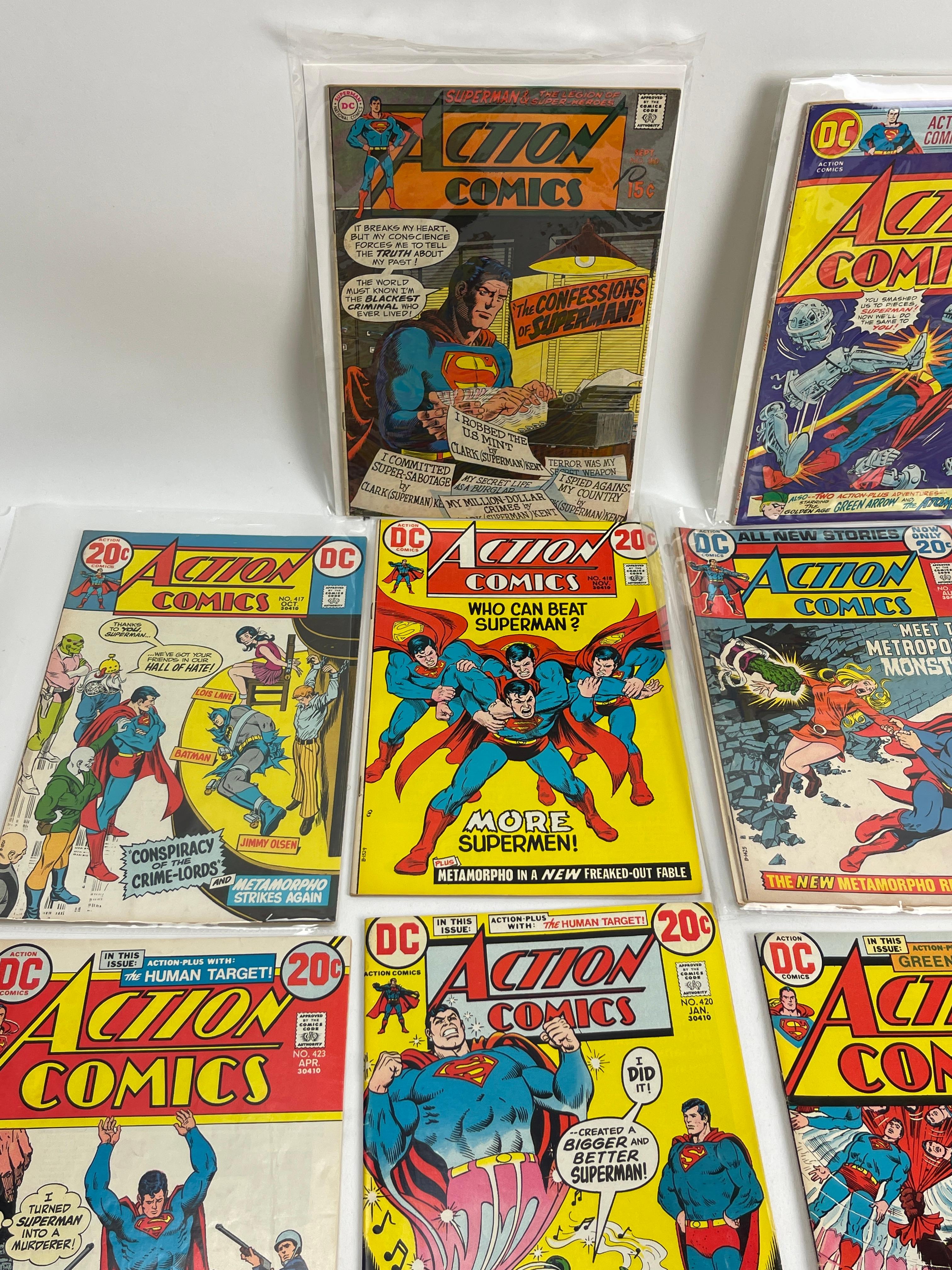 Vintage Action Comics Marvel DC Comic Book Collection Lot of 9