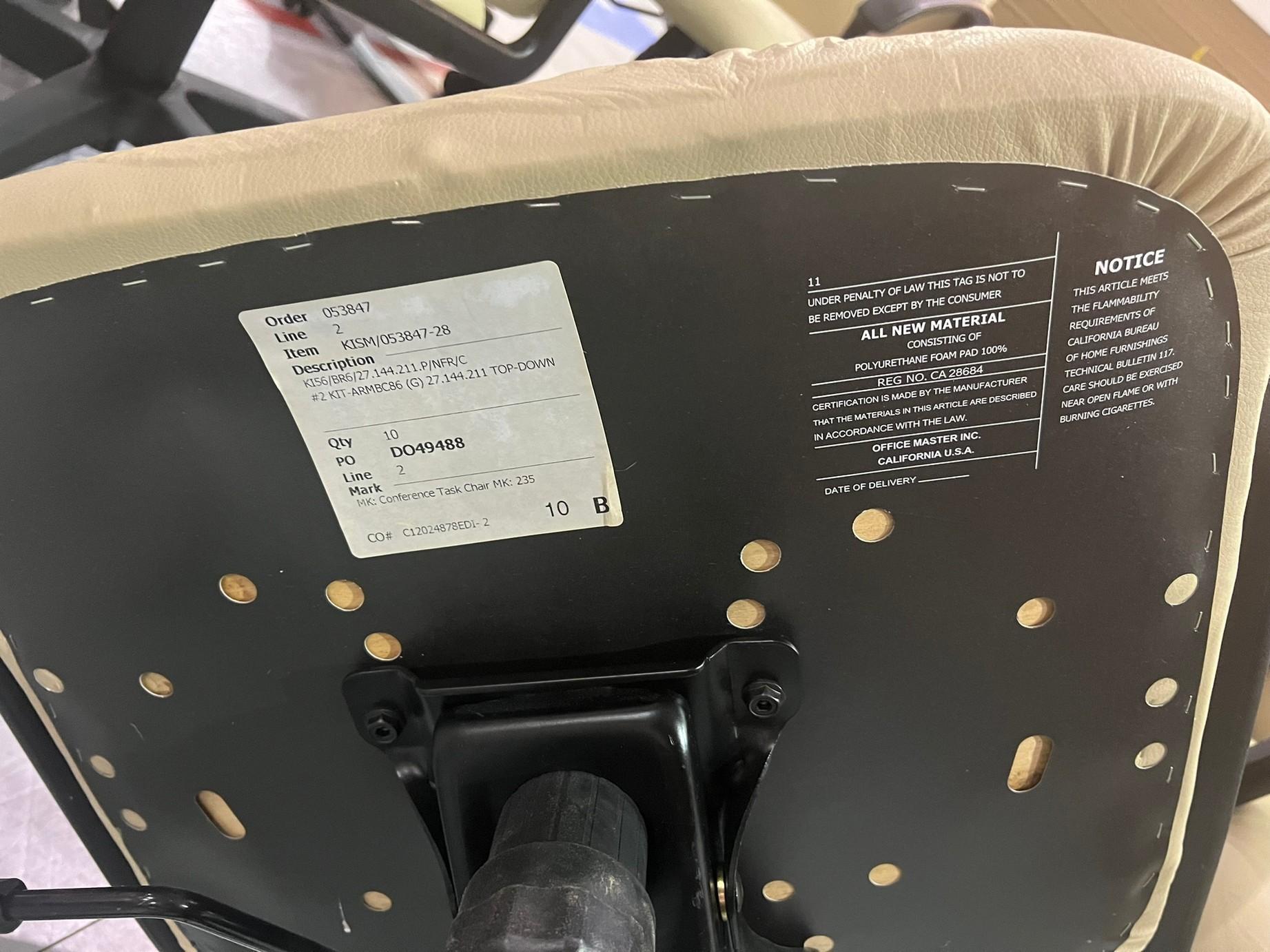 OFFICE CHAIRS - BEIGE / BLACK - OFFICE MASTER INK (LOCATED DAVIE, FL)