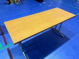 TABLE - BLONDE WOOD TOP - 5'x2' (LOCATED DAVIE, FL)