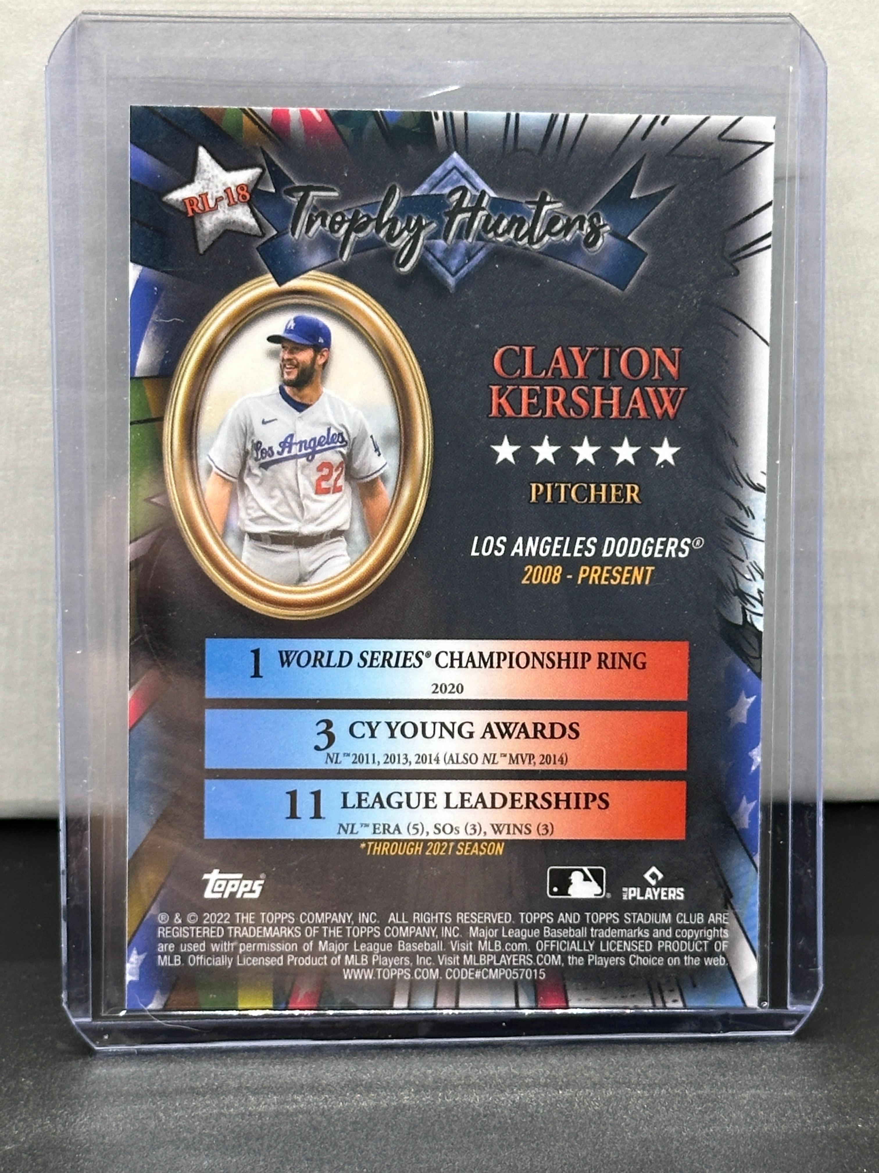 Clayton Kershaw 2022 Topps Stadium Club Trophy Hunters Insert #RL-18