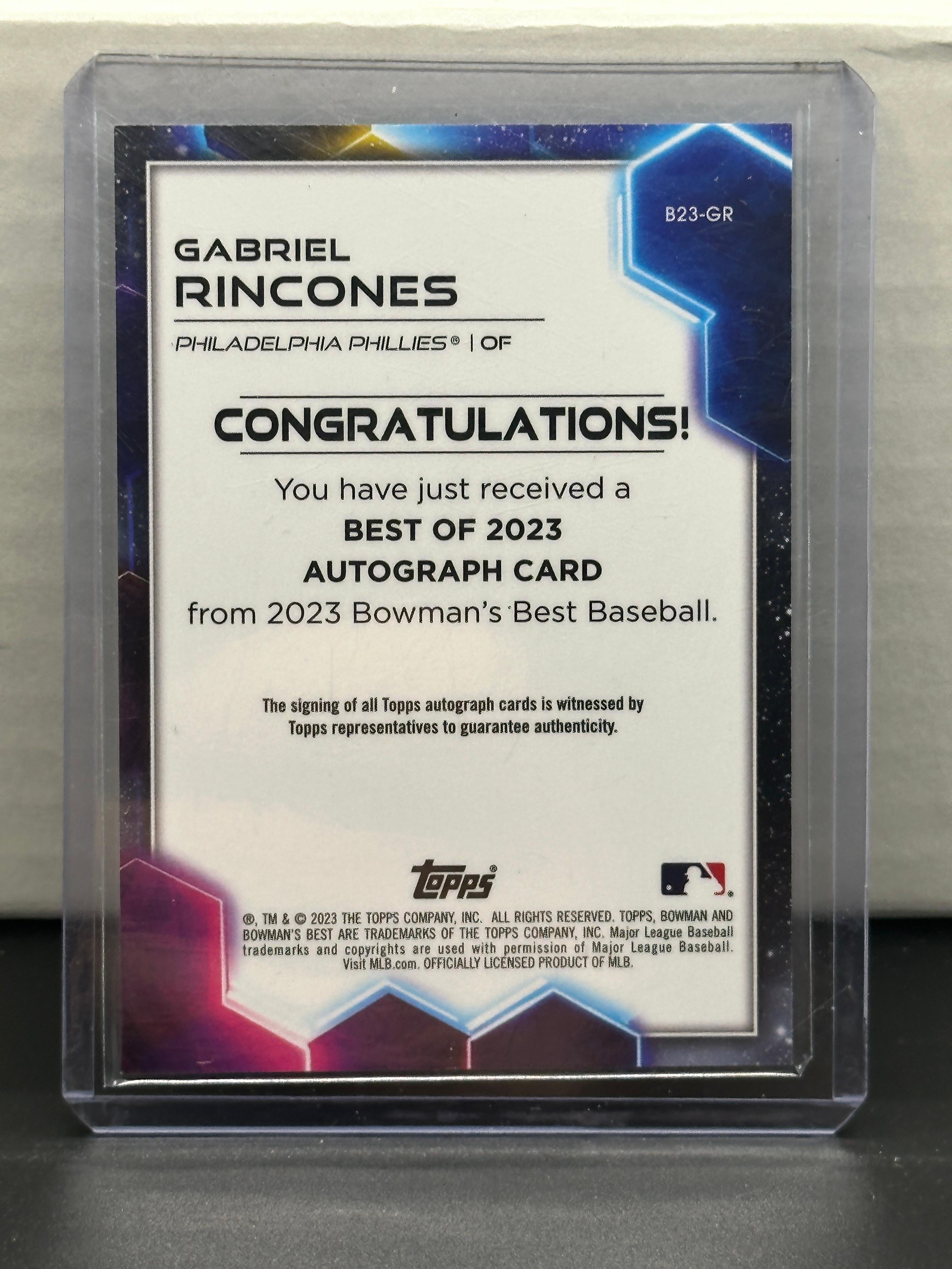 Gabriel Rincones 2023 Bowman's Best Best of 2023 RC Rookie Auto #B23-GR