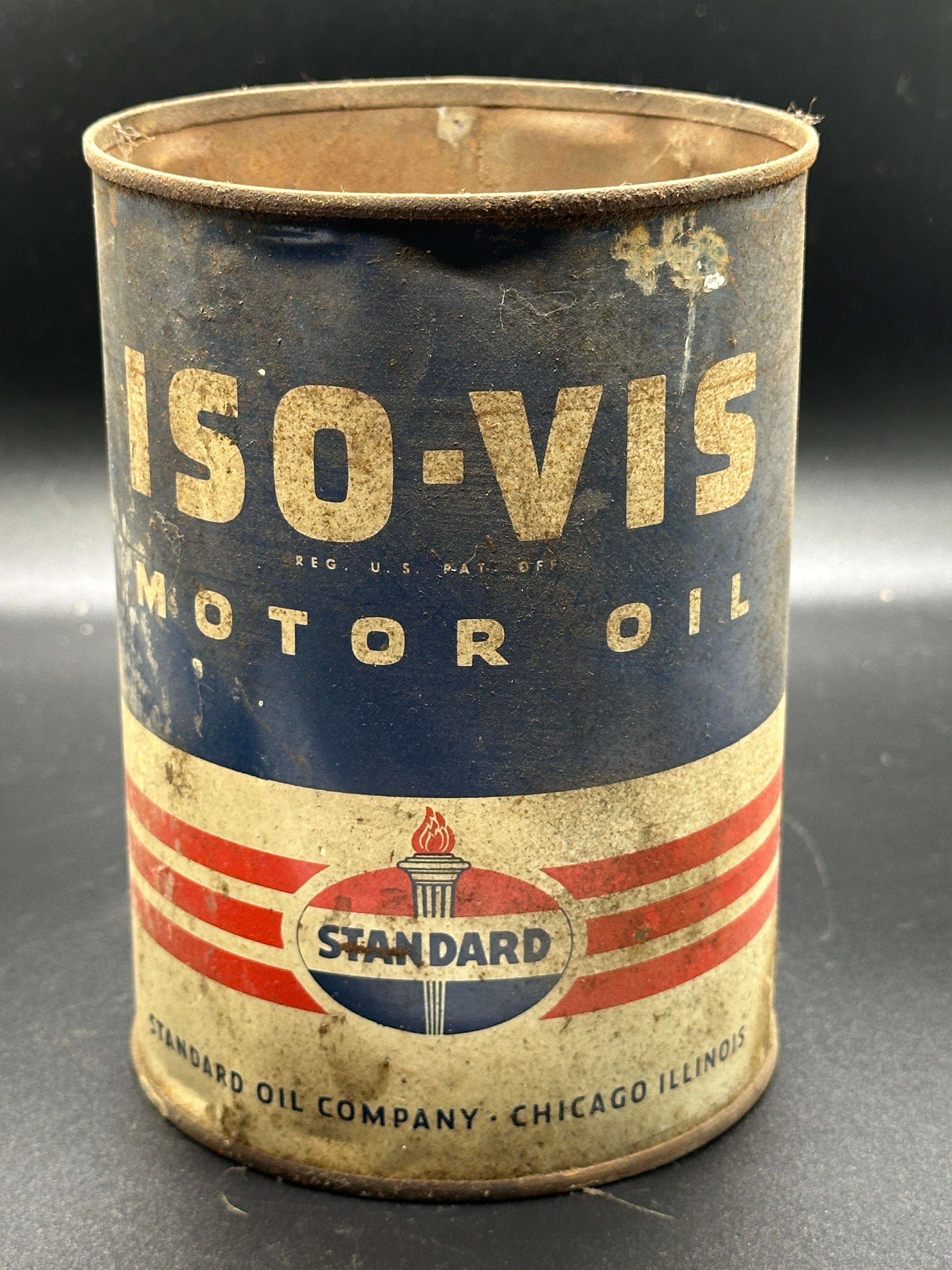 American Standard ISO-VIS Motor Oil 1 Quart Empty Can