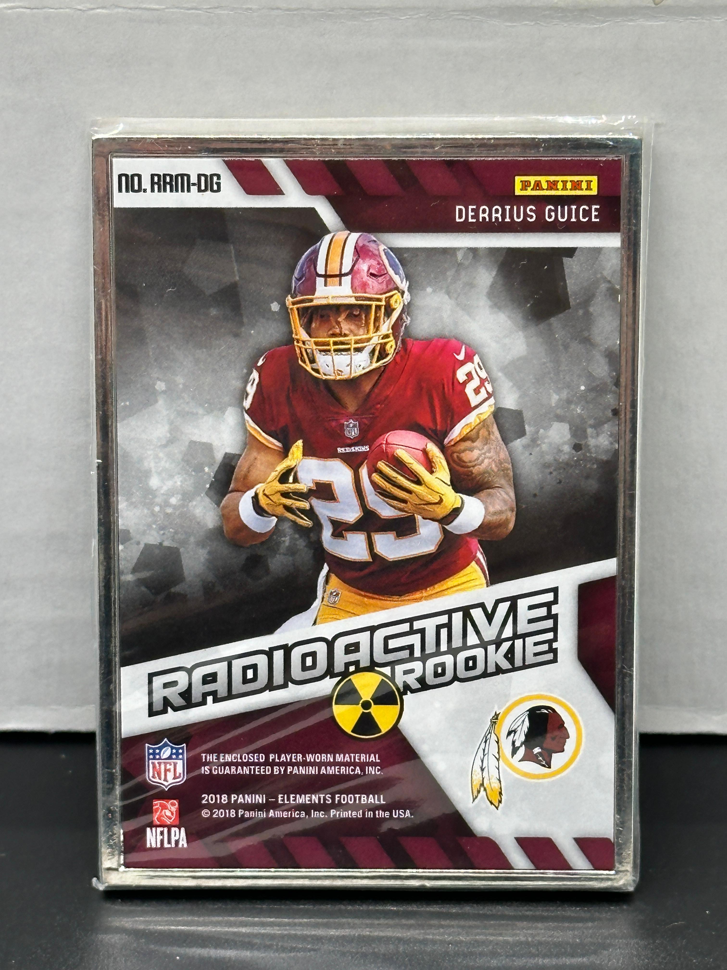 Derrius Guice 2018 Panini Elements Radioactive Rookie (#99/99) Player Worn Material RC #RAM-DG