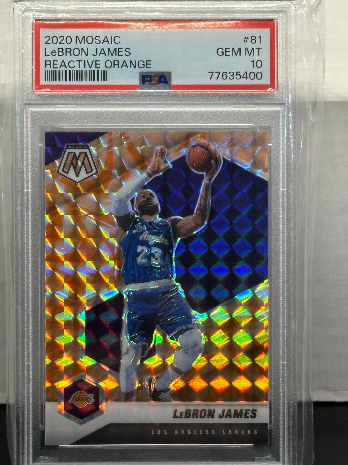 Lebron James 2020 Panini Mosaic Orange Reactive Prizm PSA 10 GEM MINT #81