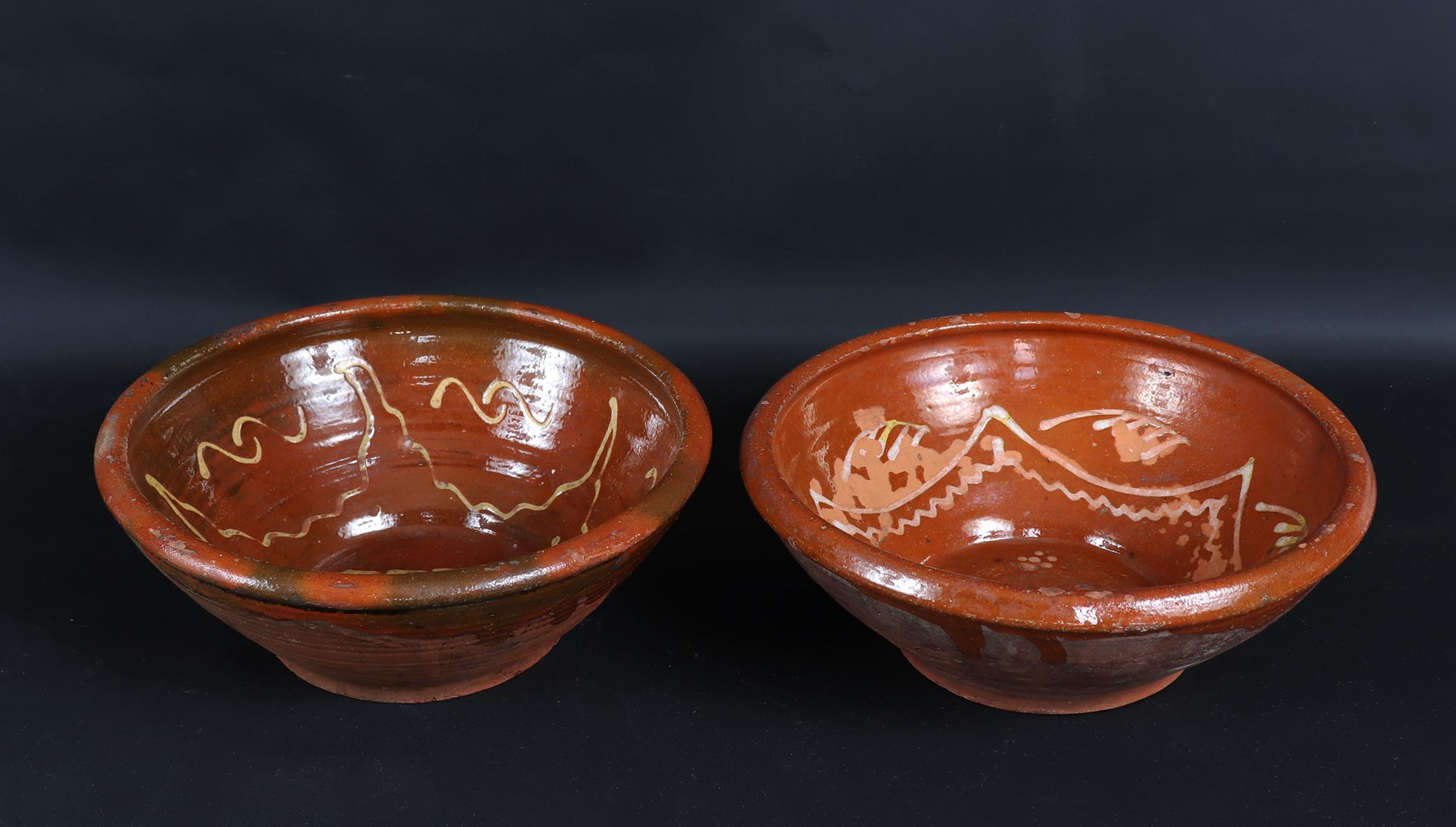 Two French Terracotta Redware bowls, 19th C.