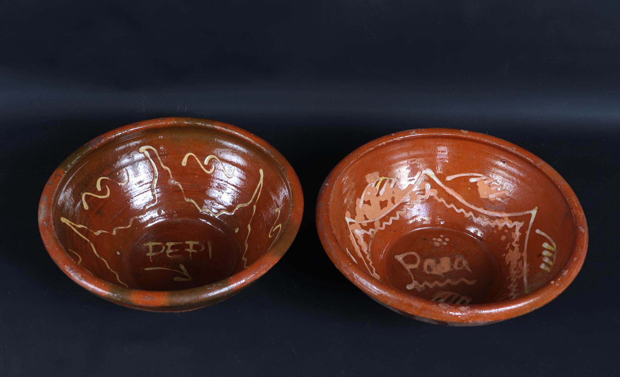 Two French Terracotta Redware bowls, 19th C.