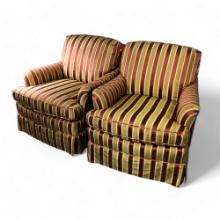 Striped Club Chairs - A Pair