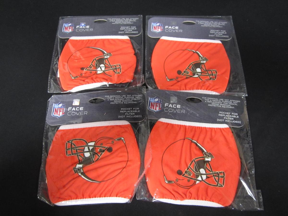 CLEVELAND BROWNS FACE MASK COVERING LOT X4