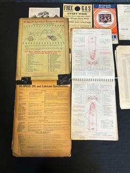 Massive Lot 11 1930s-40s HI SPEED Gas Station Advertising Lot: Map, RPPC, Chek-Chart, Lubrication Ma