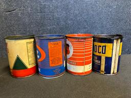 Lot 4 1LB Grease Cans: Conoco, MacMillan Ring Free, Phillips 66 & Sunoco