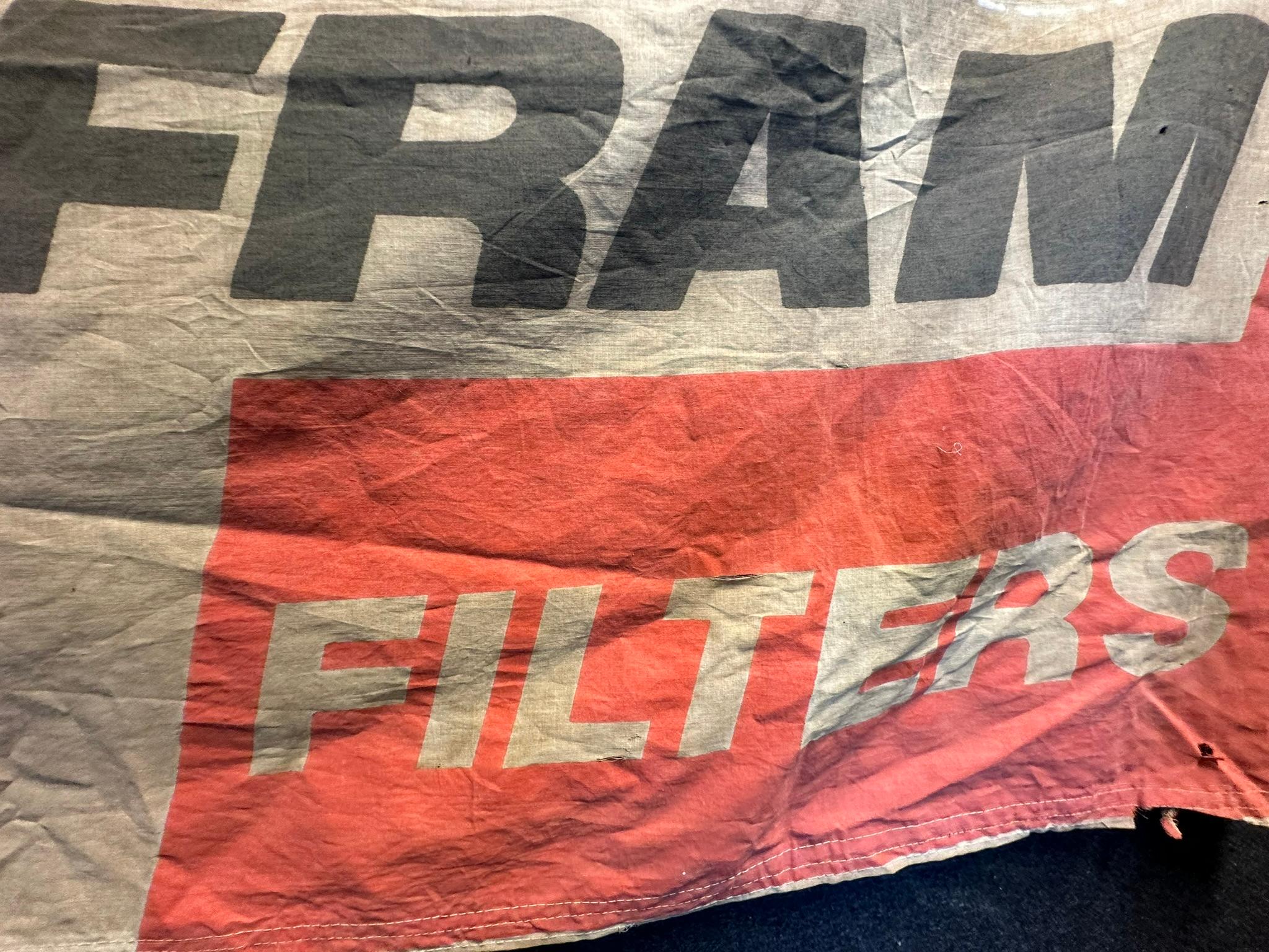 Fram Filters Ca. 1950s Canvas Checkered Flag Store Display Hanging Banner