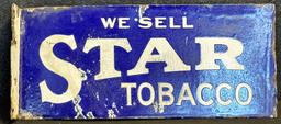 Star Tobacco Early 1920s Double Sided Porcelain Avertising Flange Sign