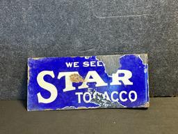 Star Tobacco Early 1920s Double Sided Porcelain Avertising Flange Sign