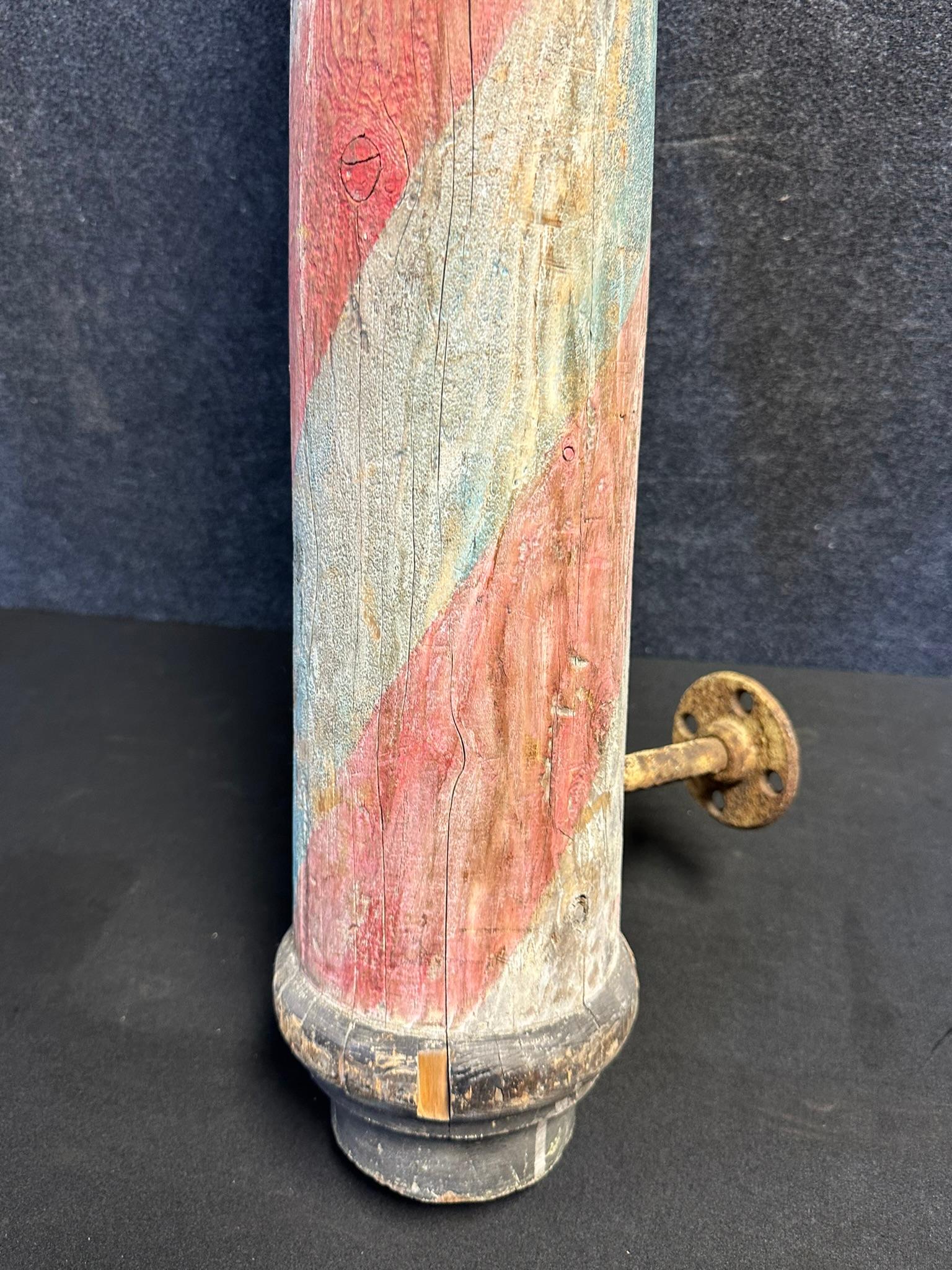 Antique Late 1890s Original Wooden Hand Painted Barber Shop Pole