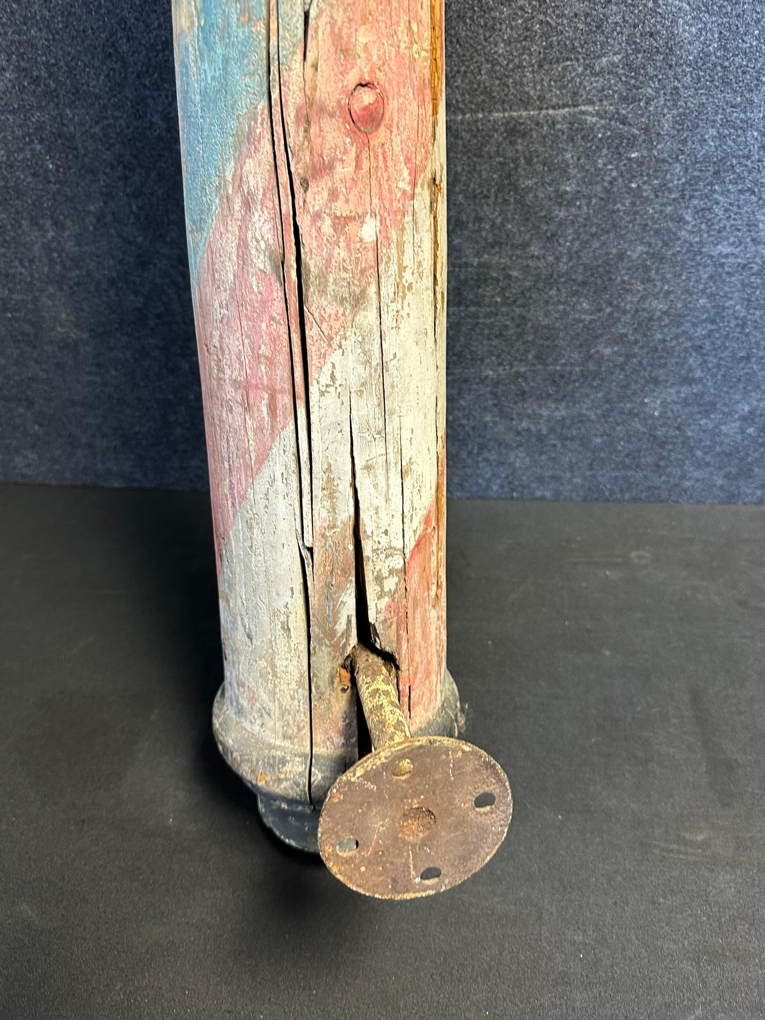 Antique Late 1890s Original Wooden Hand Painted Barber Shop Pole