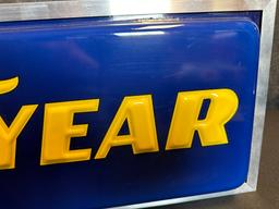 NOS Goodyear Embossed 60s-70s Double Sided Plastic Lighted Sign