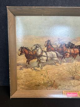 1952 Budweiser Attack On The Overland Stage 1860 Cardboard Advertising Store Display sign