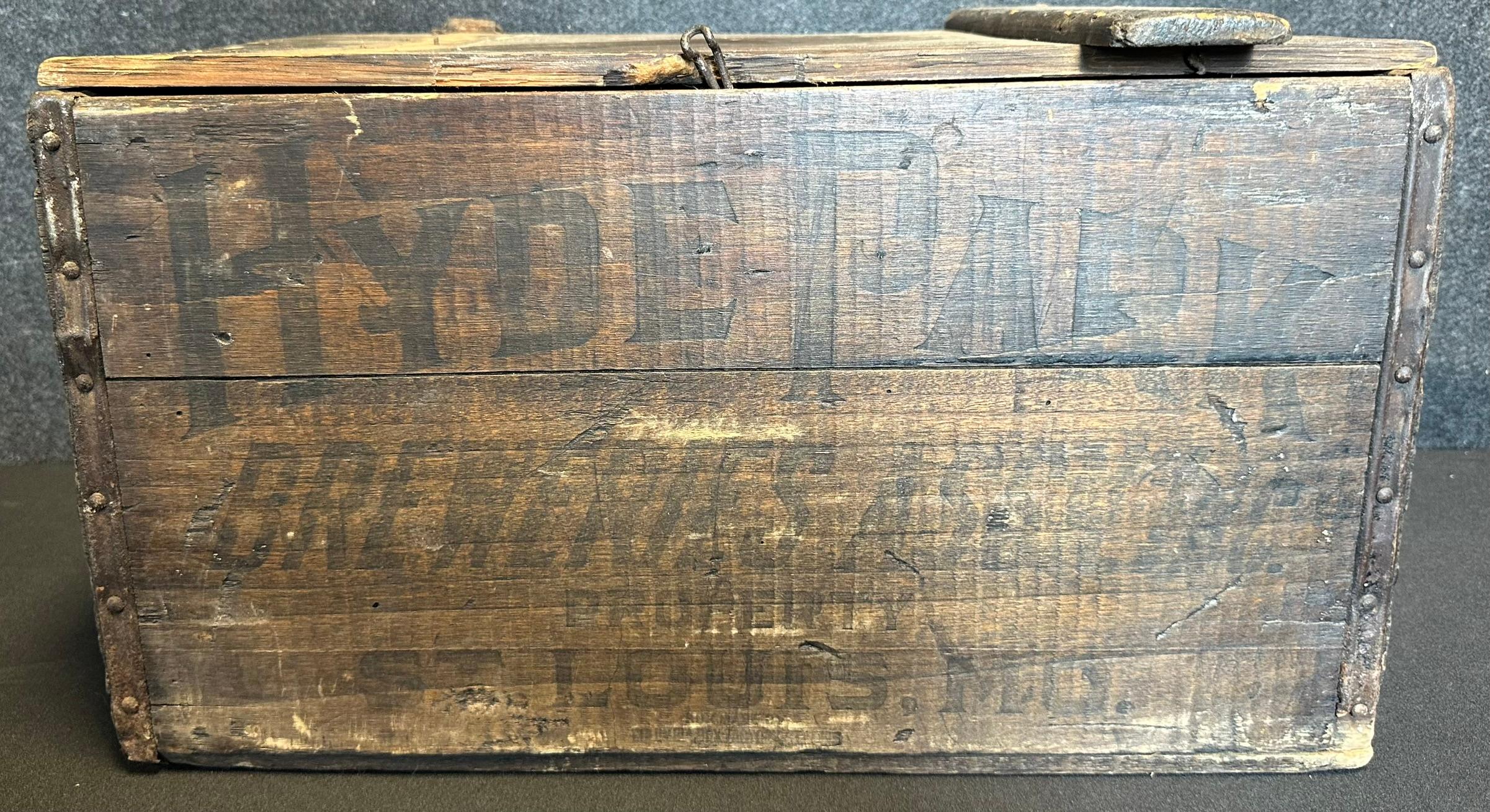 Hyde Park Pre Prohibition Beer Advertising Wooden Shipping Crate