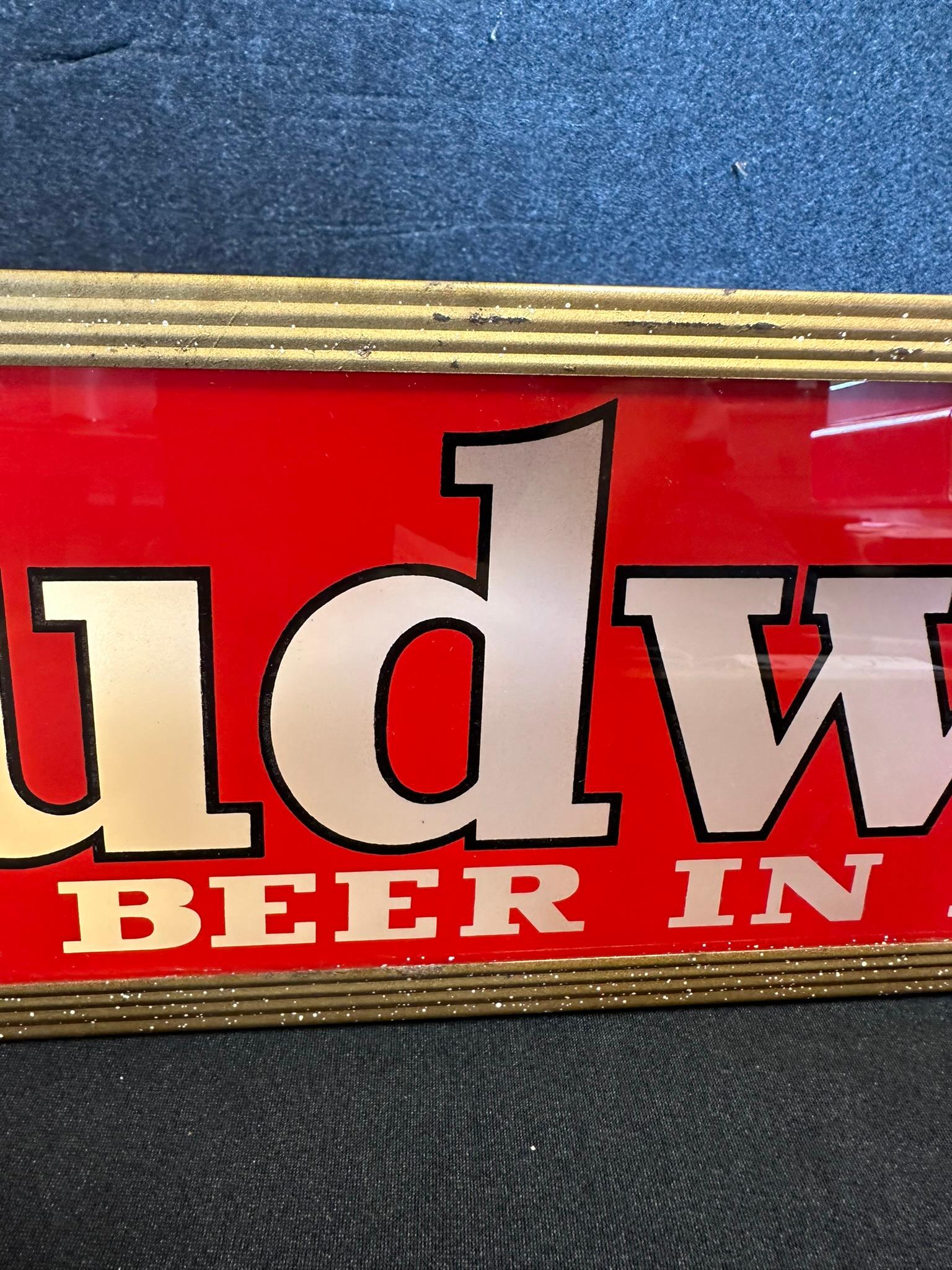 Budweiser Beer In Bottles 1950s Lighted Hanging Advertising Bar Sign