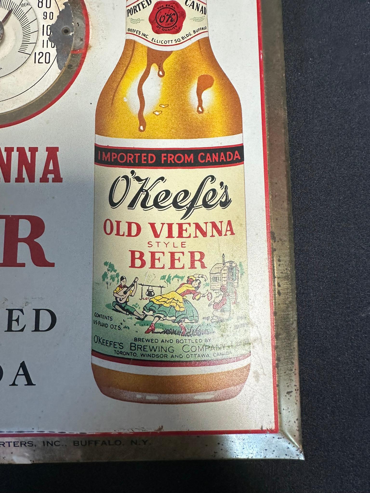 O'Keefe's Old Vienna Style Beer Tin Over Cardboard Advertising Sign