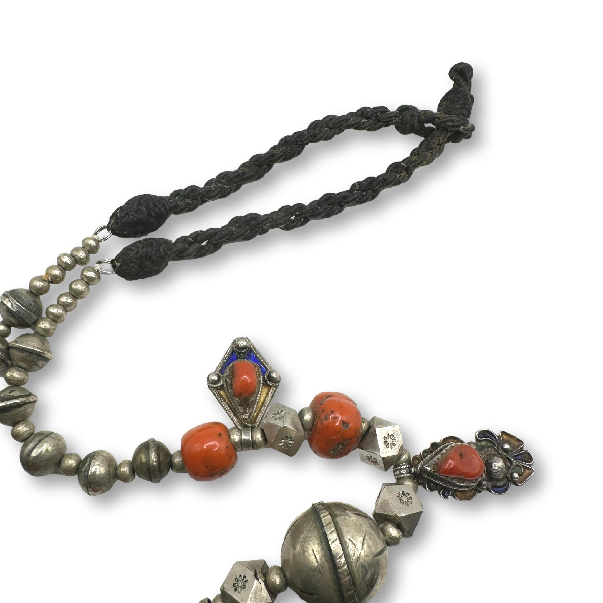 Pair of Tribal Coral and Silver Alloy Necklaces