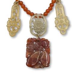 Vintage Carved Agate Medallion Necklace