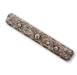 14K White Gold and Diamond Antique Bar Pin