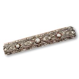 14K White Gold and Diamond Antique Bar Pin