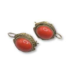 Gold Filled Vintage Coral Colored Stone Earrings