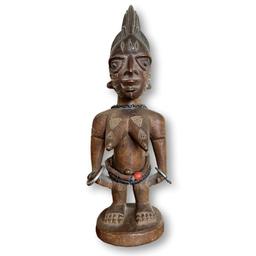 Vintage African Art Ibeji Female Carved Wood Figurine