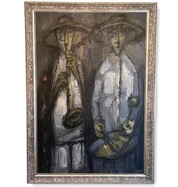 J. Oates Musicians Oil on Canvas