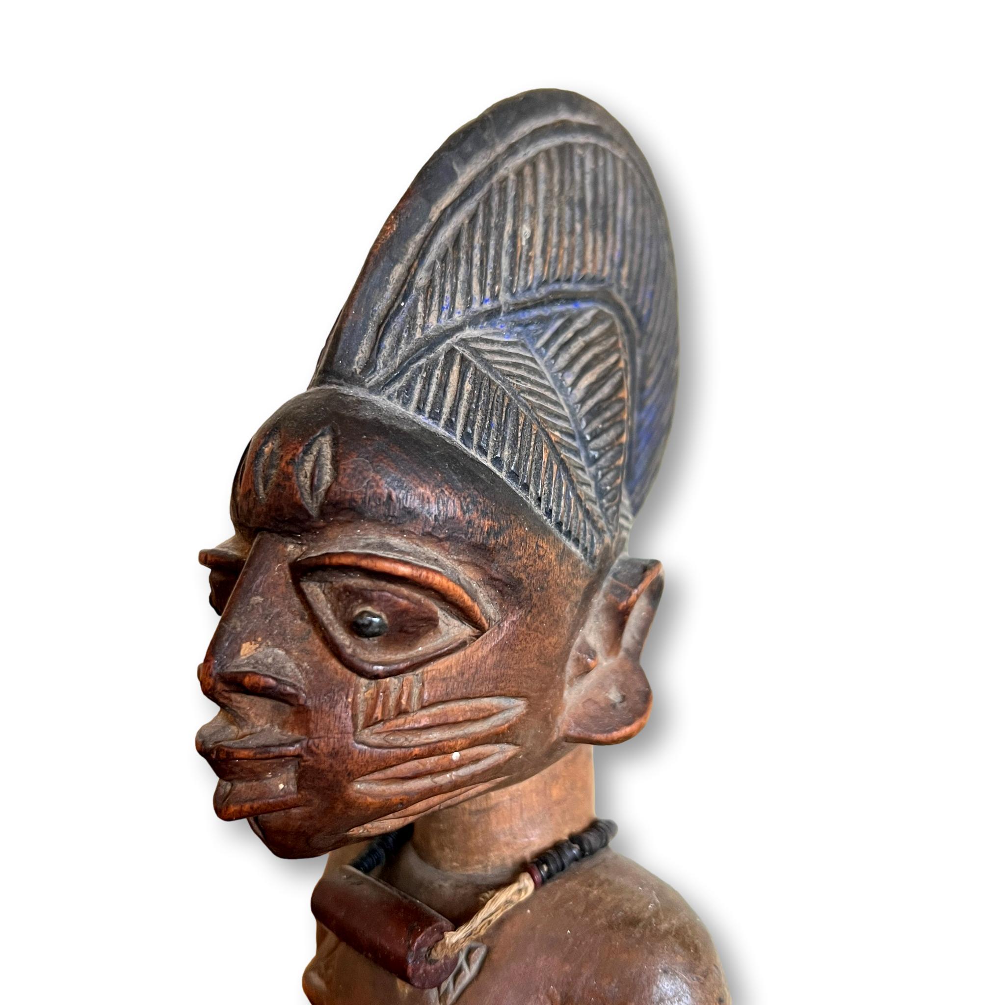 Vintage African Art Ibeji Male Carved Wood Figurine