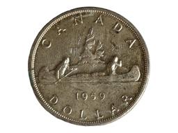 1959 Canadian Canoe Dollar - 80% Silver