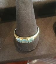 14K Gold Ring with stones, 2.2 grams, size 9.5