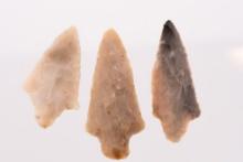 A Group of 3 Translucent Stemmed Points (Longest 3-3/8")