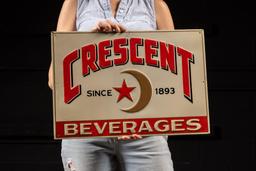 Antique Crescent Beverages Embossed Tin Sign