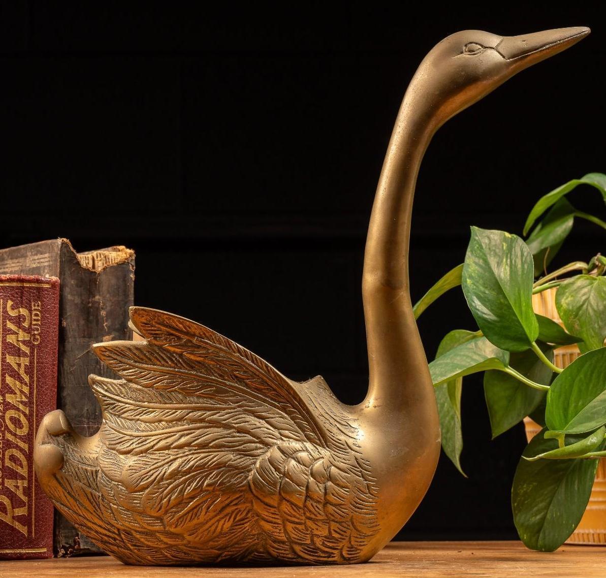 Mid Century 12" Brass Swan Sculpture