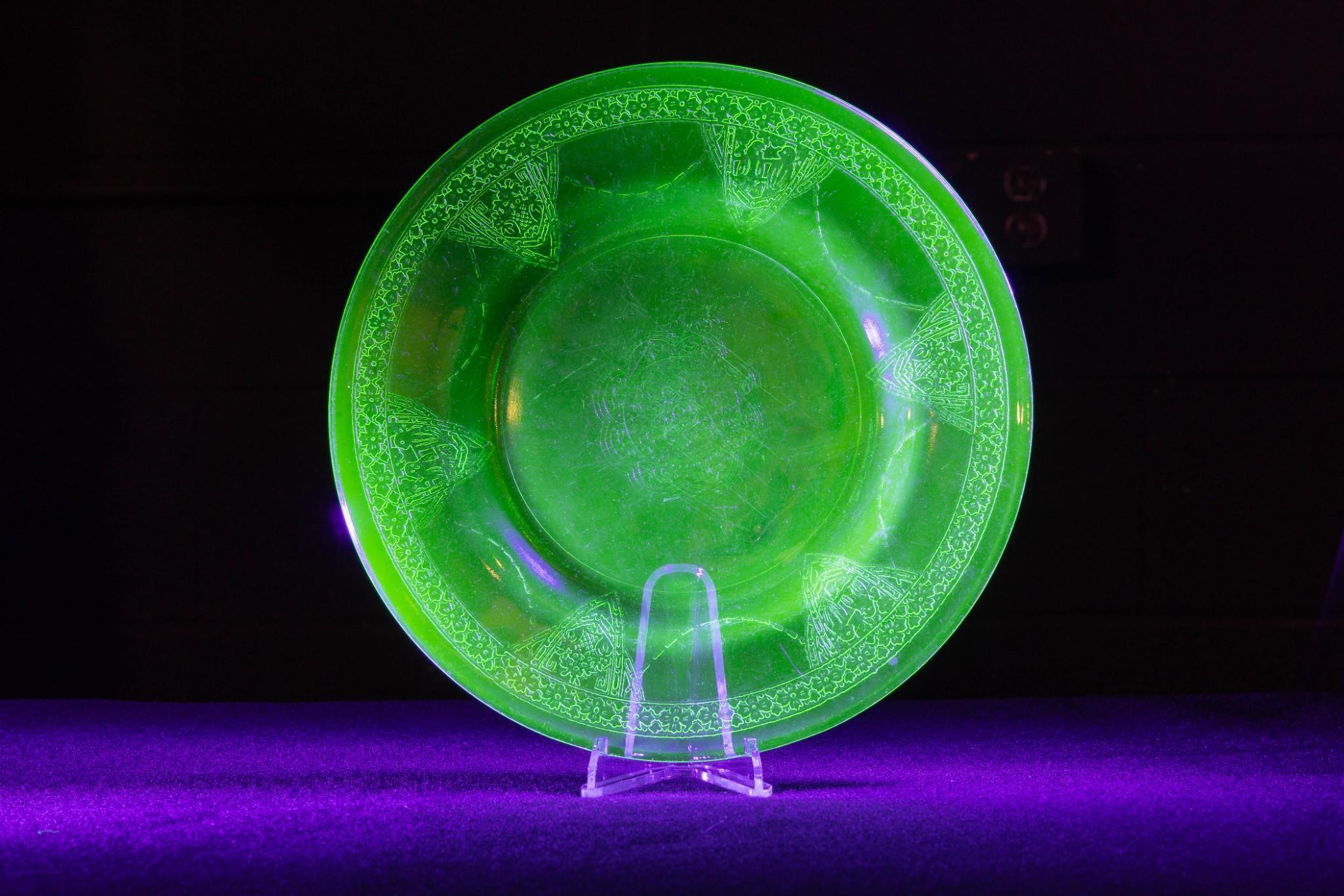 Uranium Cameo Glass Lunch Plate