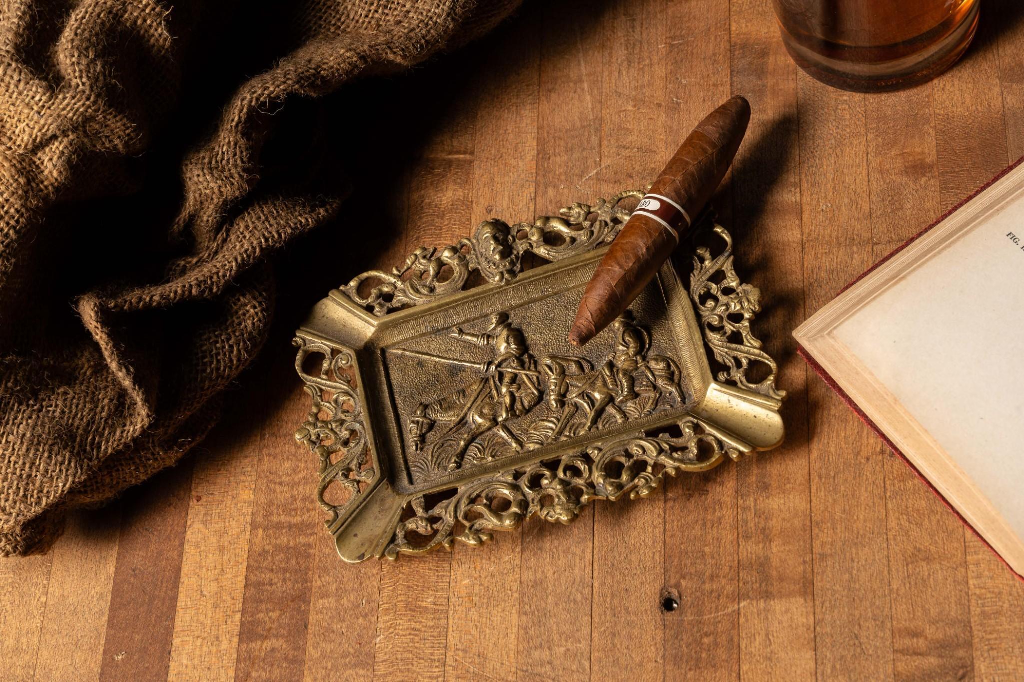 Antique Brass Conqueror Ashtray