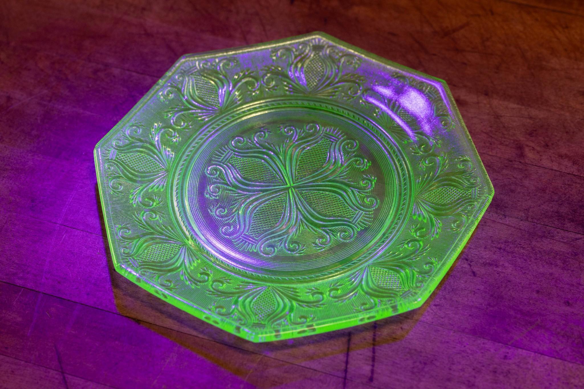 Antique Uranium Glass Salad Plate by Imperial